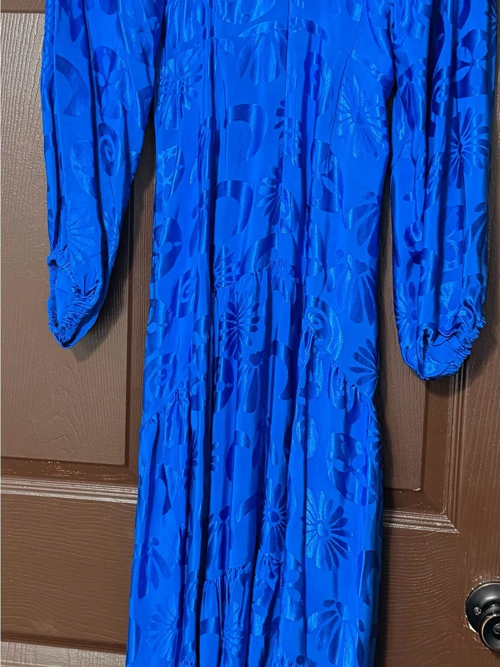 FARM Rio V-Neck Long Sleeve Maxi Dress in Bright Blue - Picture 2 of 7